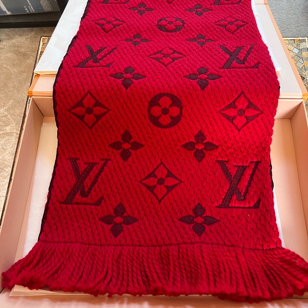 Beautiful lipstick red authentic Louis Vuitton scarf